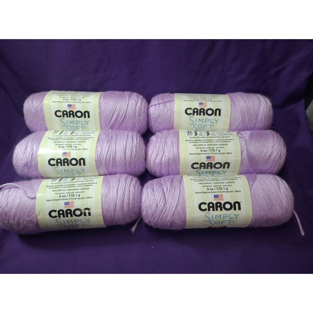 6 Caron Simply Soft Yarn, Color Orchid H97003